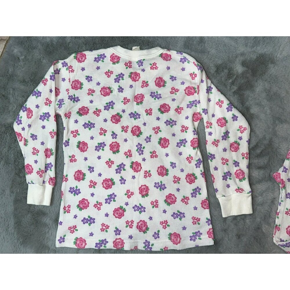 VTG 1990s Oshkosh B'Gosh Thermal Underwear Set Girls 10 Floral - Picture 11 of 12